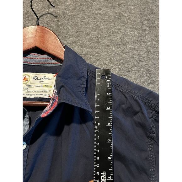 Robert Graham Shirt Blue Men's Large Tailored Fit (FITS LIKE A MEDIUM) - Picture 4 of 7